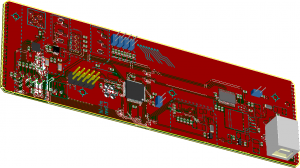 Circuito Impreso Modulador FM+RDS, vista 3D
